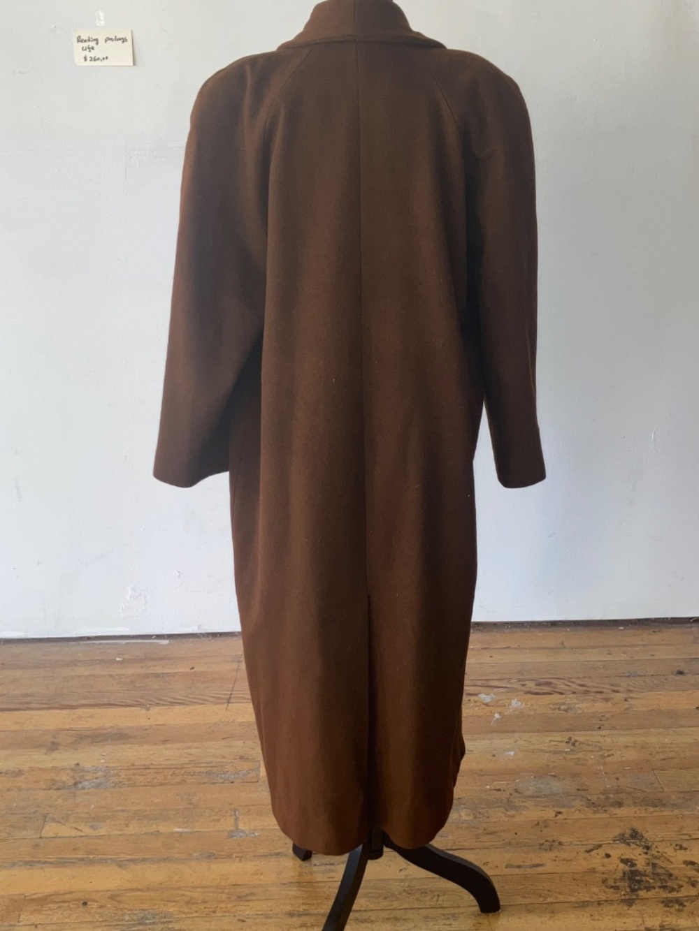 Chocolate brown, long wool coat - Picture 7 of 13